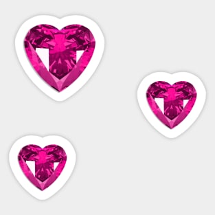 pink bejeweled bedazzled heart gems sticker pack Sticker